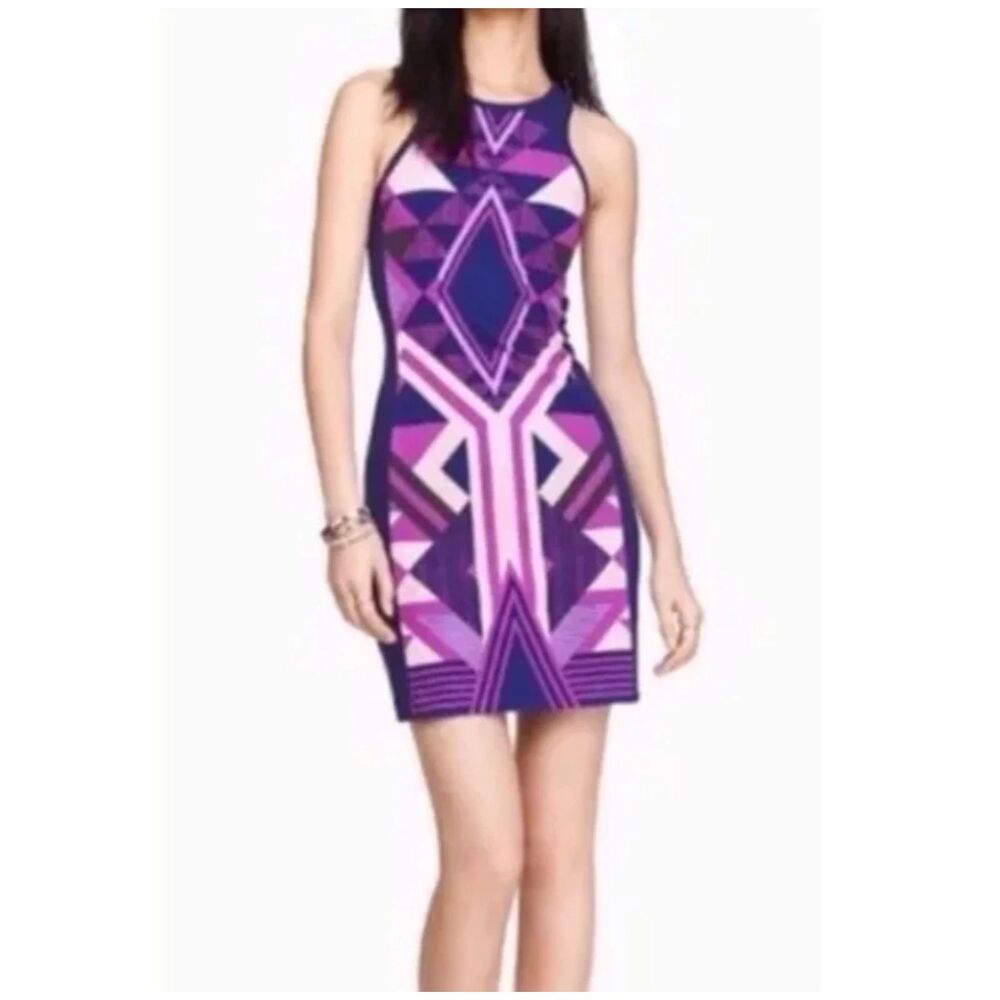 Express Geometric Dress Bodycon Cocktail Party Sleeveless Tank Aztec S Y2K
